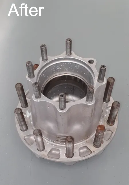 After After photo showing cleaned engine component