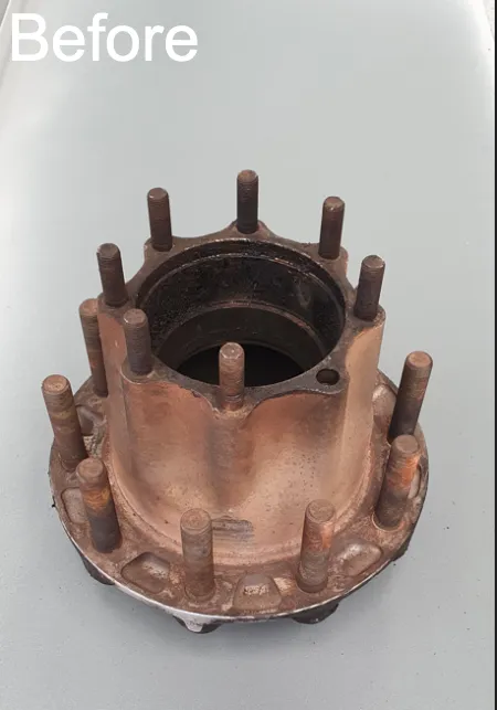 Before Before photo showing dirty greasy engine component