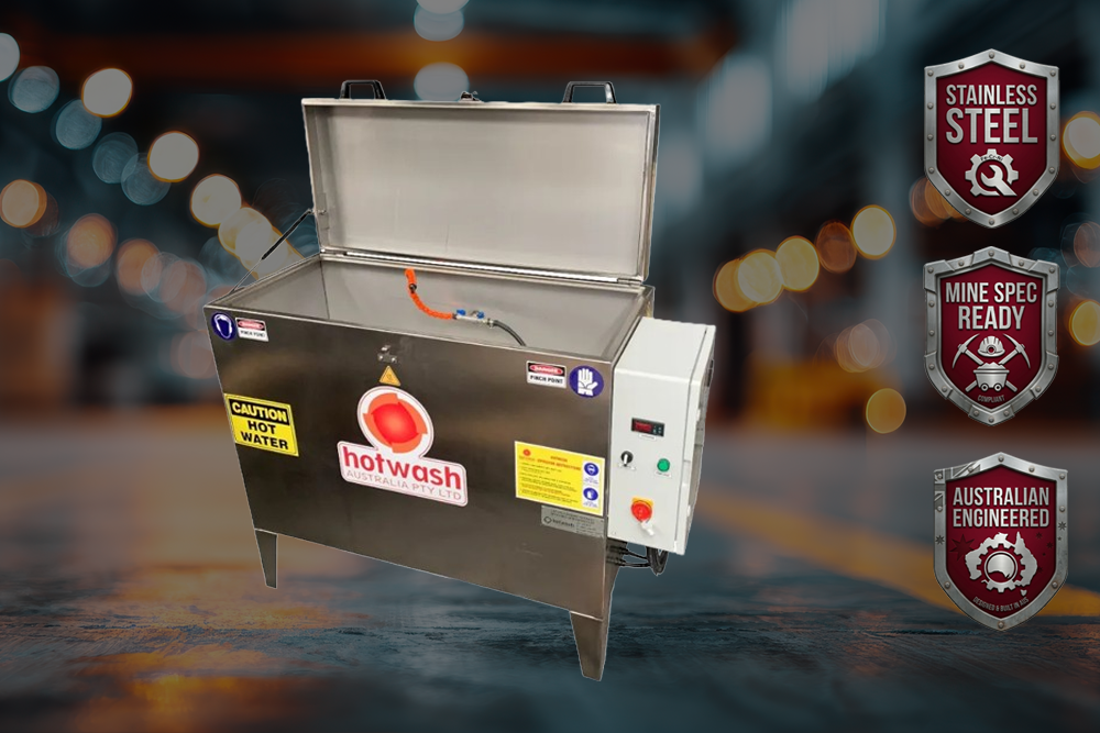 Heavy-duty spray washer with yellow control panel