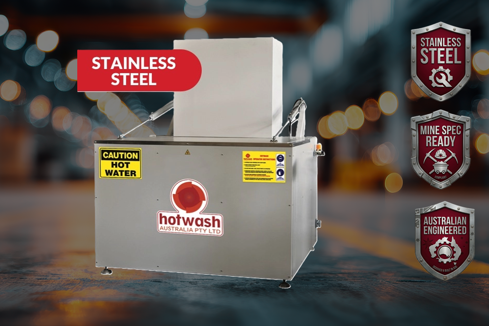 Stainless steel hot tank washer with yellow controls